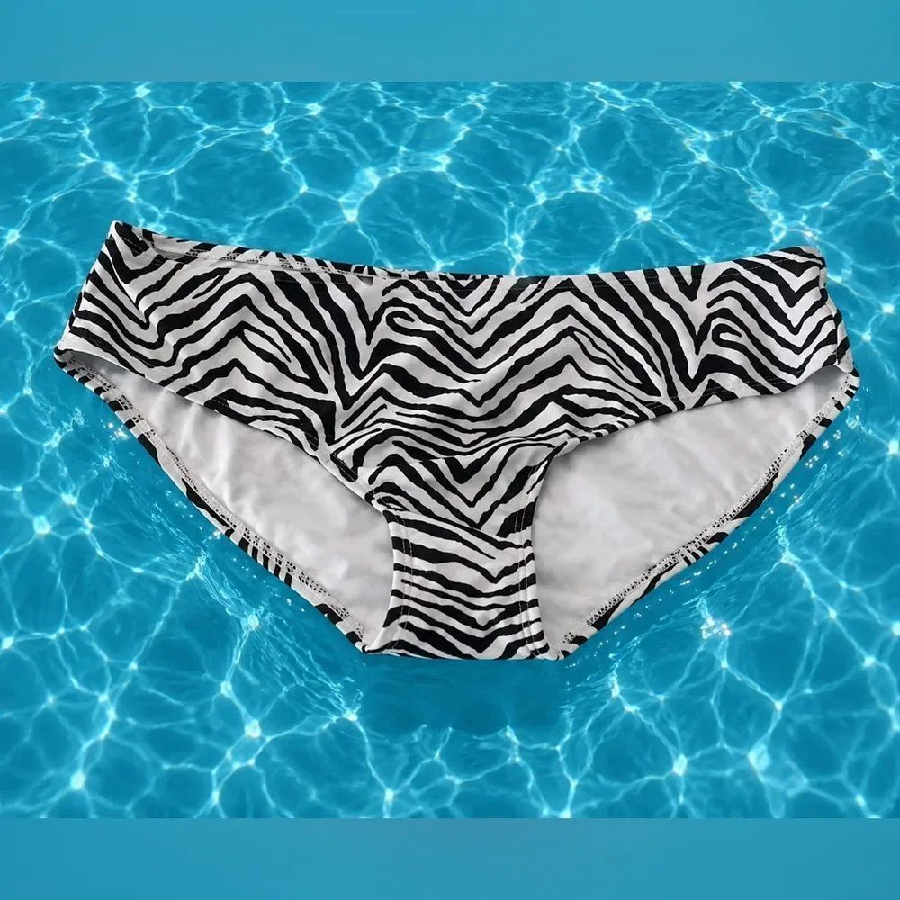 NWT SZ JRS XL Zebra Tiger Stripe MidRise Bikini Swim Bottom